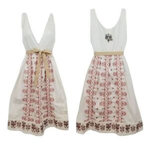 Anthropologie Odd Molly Uncorporated Cross Stitch Embroidered Cotton Dress Sz 2